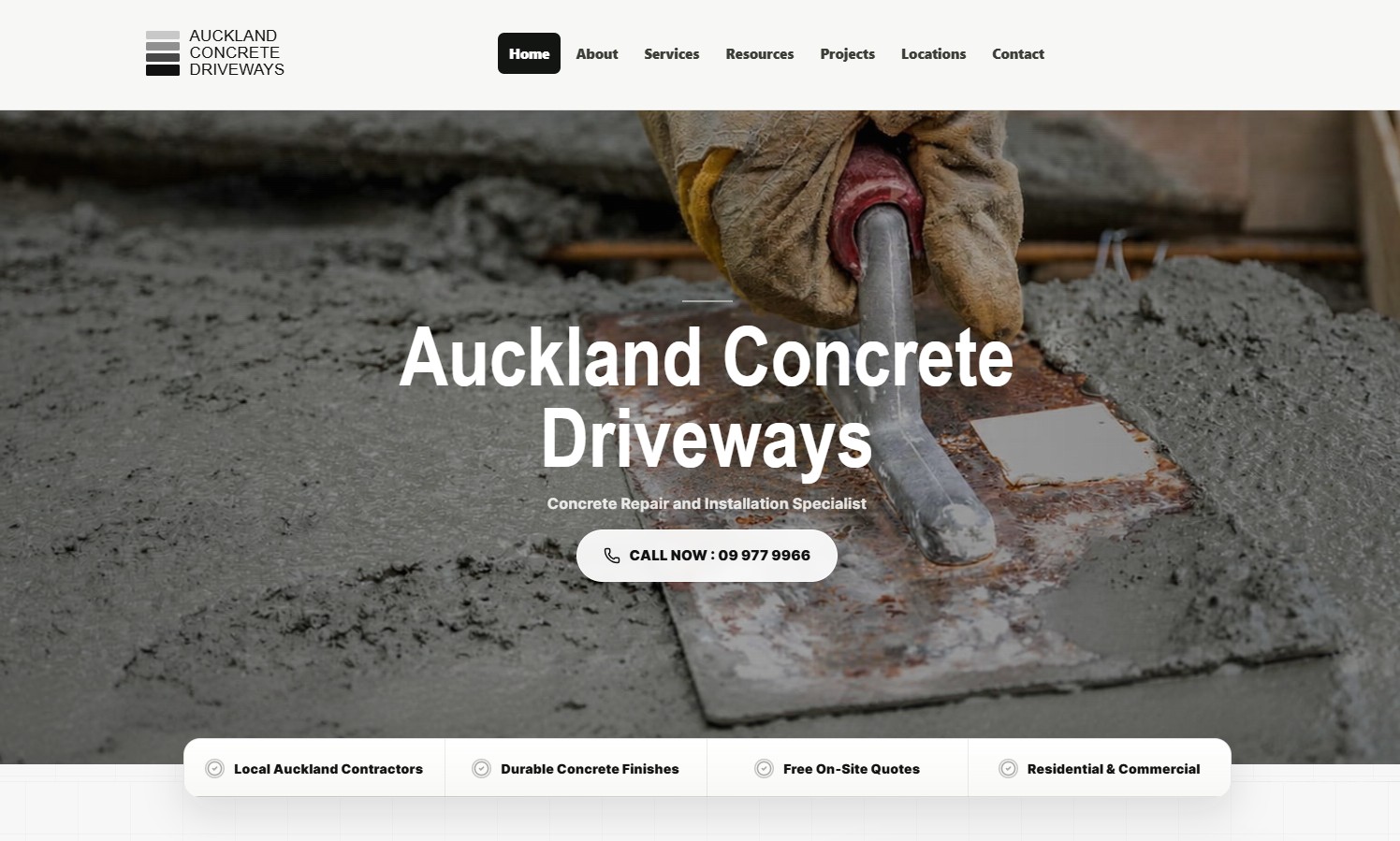 Auckland Concrete Driveways website homepage